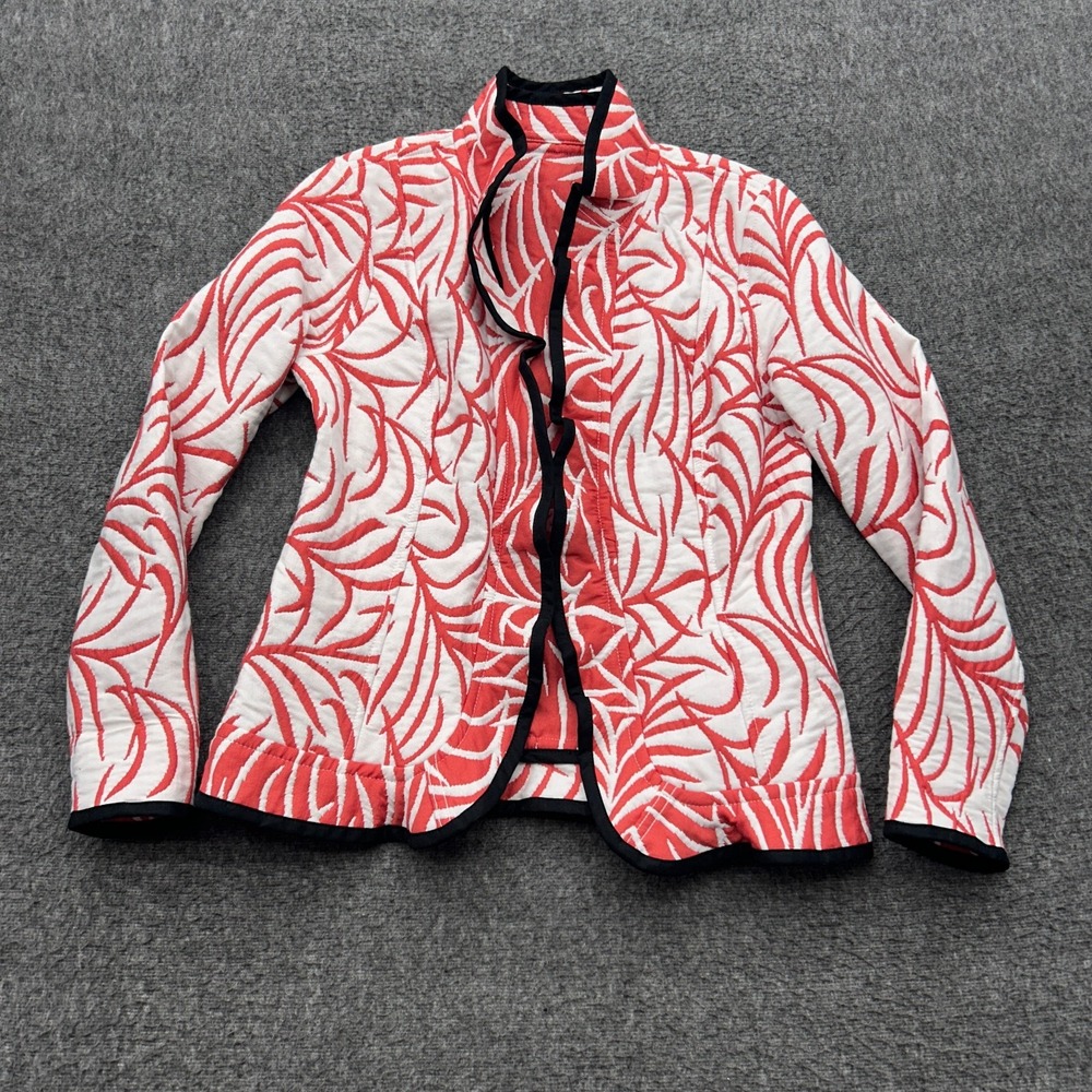 Trimdin Reversible Jacket Blazer Palm Collection Coral XS USA Coastal Grandma